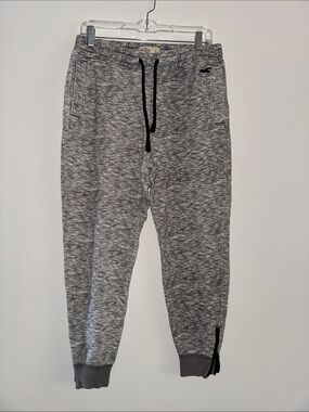 Hollister Heather Gray Marled Jogger Pants with Black Drawstring